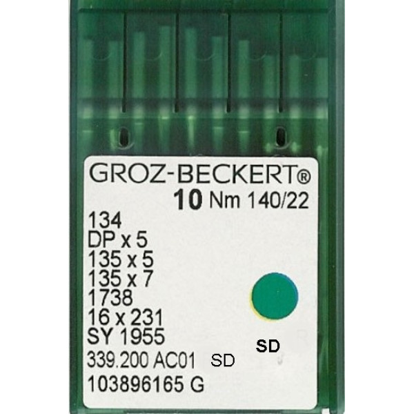 Голка Groz-Beckert 134, DPx5, 135x5, 135x7 SD з товстою колбою для мягкої шкіри 10 шт/уп