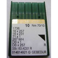 Голка Groz-Beckert DBx1,1738,16x257 GEBEDUR з тонкою колбою і позолотою 10 шт/уп