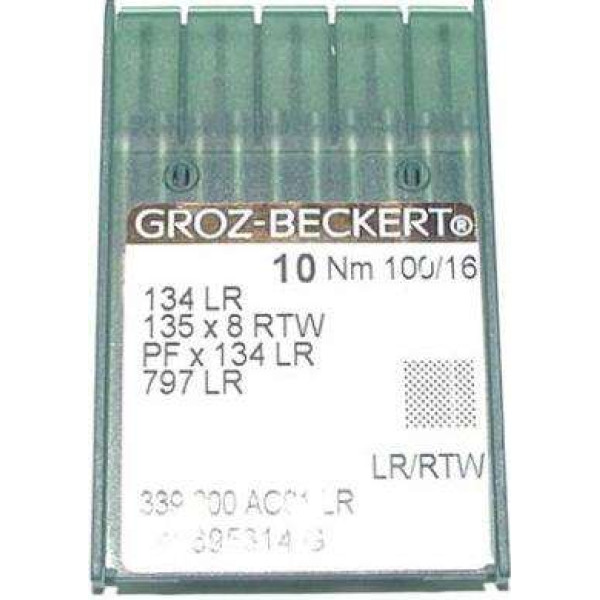 Голка Groz-Beckert 134LR, 135x8 RTW, PFx134 LR з товстою колбою права лопатка для шкіри 10 шт/уп