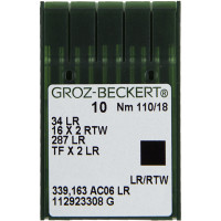 Игла Groz-Beckert 34LR, 16x2RTW, 287LR с тонкой колбой правая лопатка для кожи 10 шт/уп