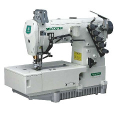 Zoje ZJ2500-156M-BD Триголкова  п'ятиниткова плоскошовна машина з пласкою платформою і прямим приводом 