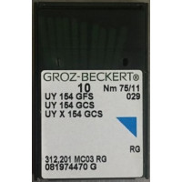 Голка Groz-Beckert UY154GFS, UY154GCS №70 оверлочна загнута в упаковці 10 шт.