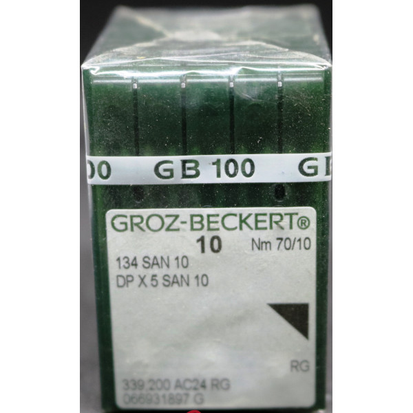 Игла Groz-Beckert 134 SAN 10 №75 с толстой колбой для деликатных тканей 10 шт/уп