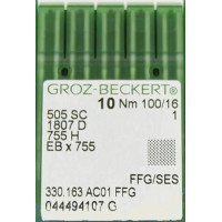 Игла Groz-Beckert 505SC, 1807D, 755H FFG № 80 в упаковке 10 шт.