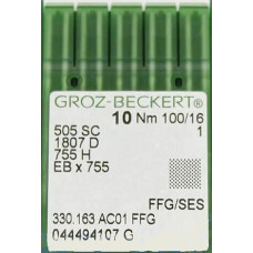 Игла Groz-Beckert 505SC, 1807D, 755H FFG № 80 в упаковке 10 шт.