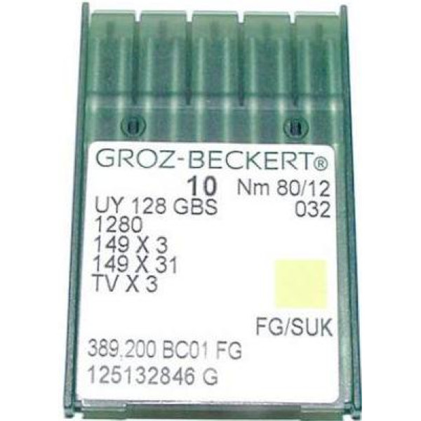 Игла Groz-Beckert UY128GBS, 1280, 149x3 FG трикотажная для распошивалок 10 шт/уп