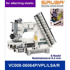 Siruba VС008-06064P/VPL/LSA/R Шестиголкова лампасна машина ланцюгового стібка з циліндричною платформою