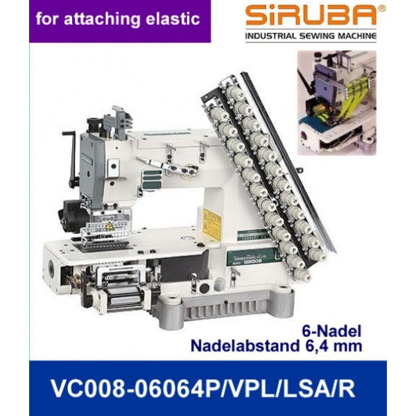Siruba VС008-06064P/VPL/LSA/R Шестиигольная лампасная машина цепного стежка с цилиндрической платформой