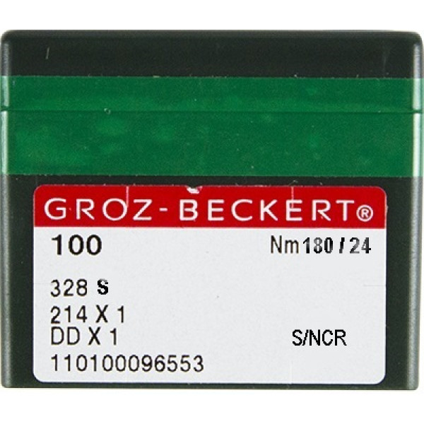 Игла Groz-Beckert 328S, 428S, 214x2NCR №180 для кожи на мокасинную машину 10 шт/уп
